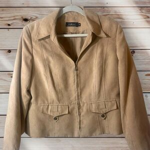Tribal Faux‎ Suede Tan Brown Light Weight Jacket Sz 12
